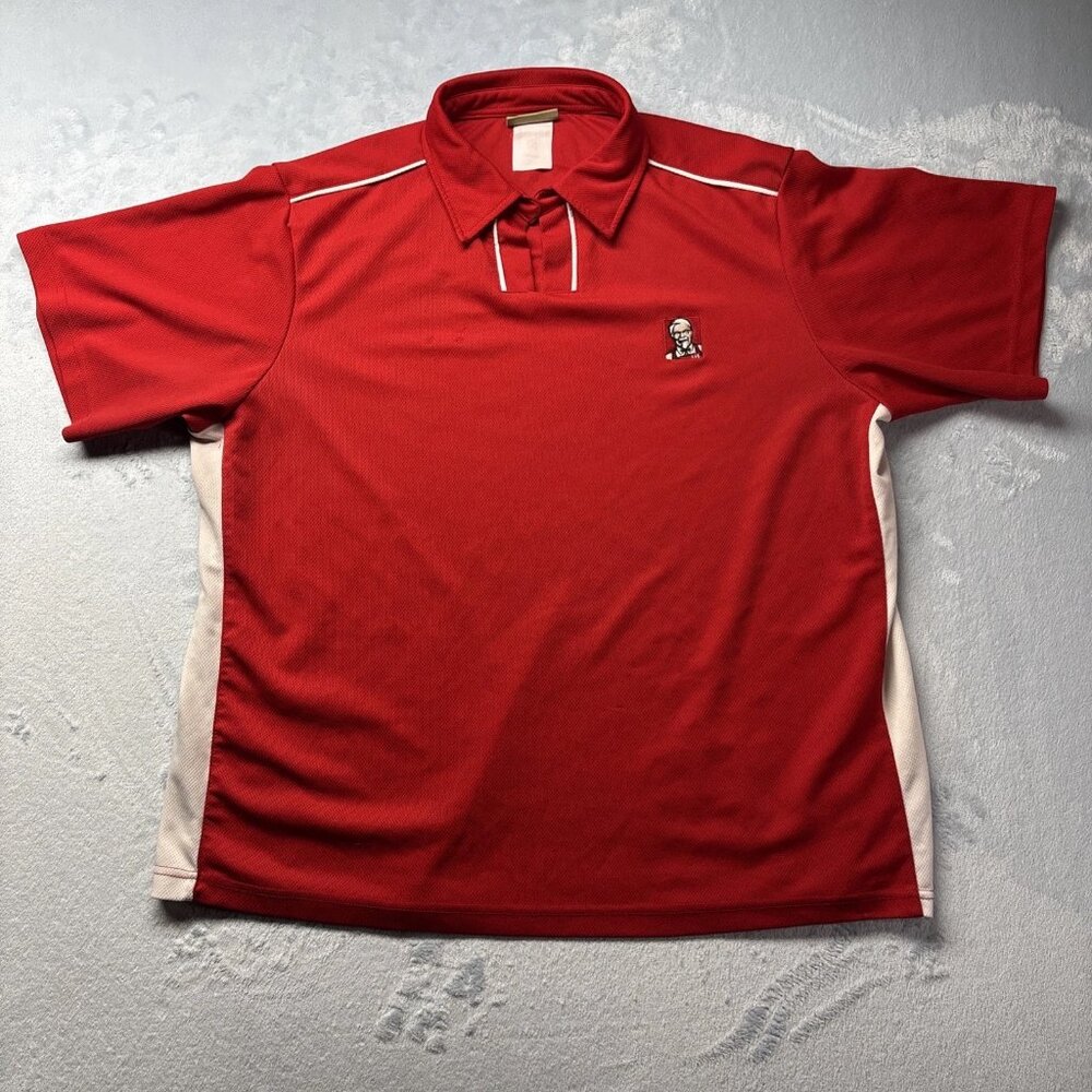KFC Red Polo Shirt Mens Large Kentucky Fried Chicken Uniform Colonel Logo